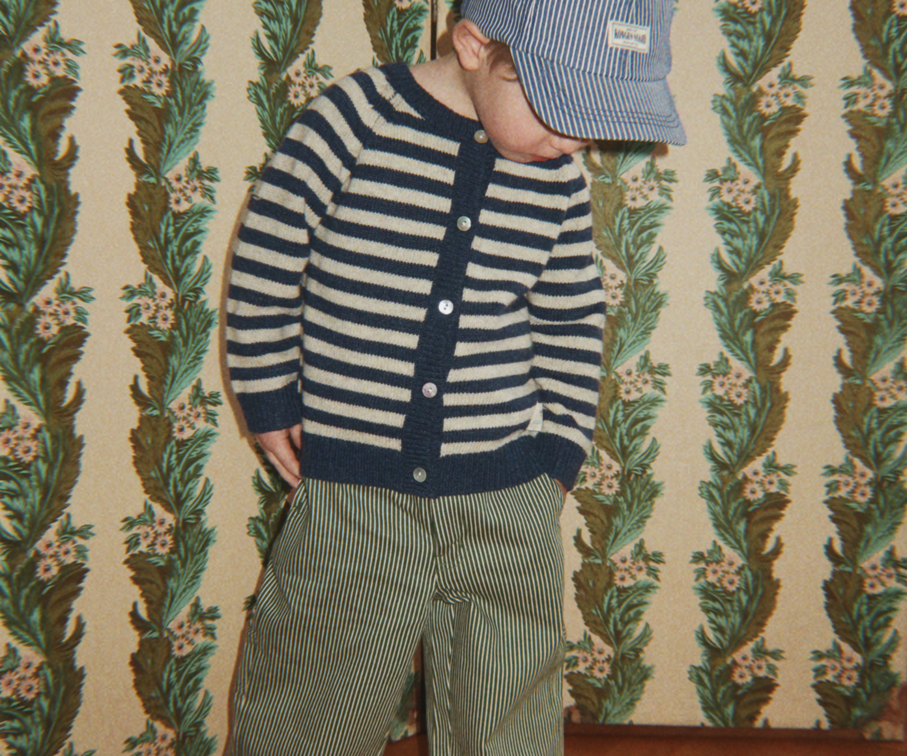 Konges Sløjd A/S WOVEN PANTS milk verte stripe